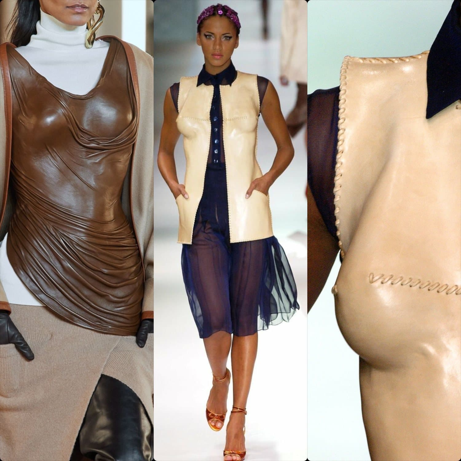 Balmain Fall Winter 2020 -2021 vs Jean Paul Gaultier Spring Summer 2003 Haute Couture - leather corset