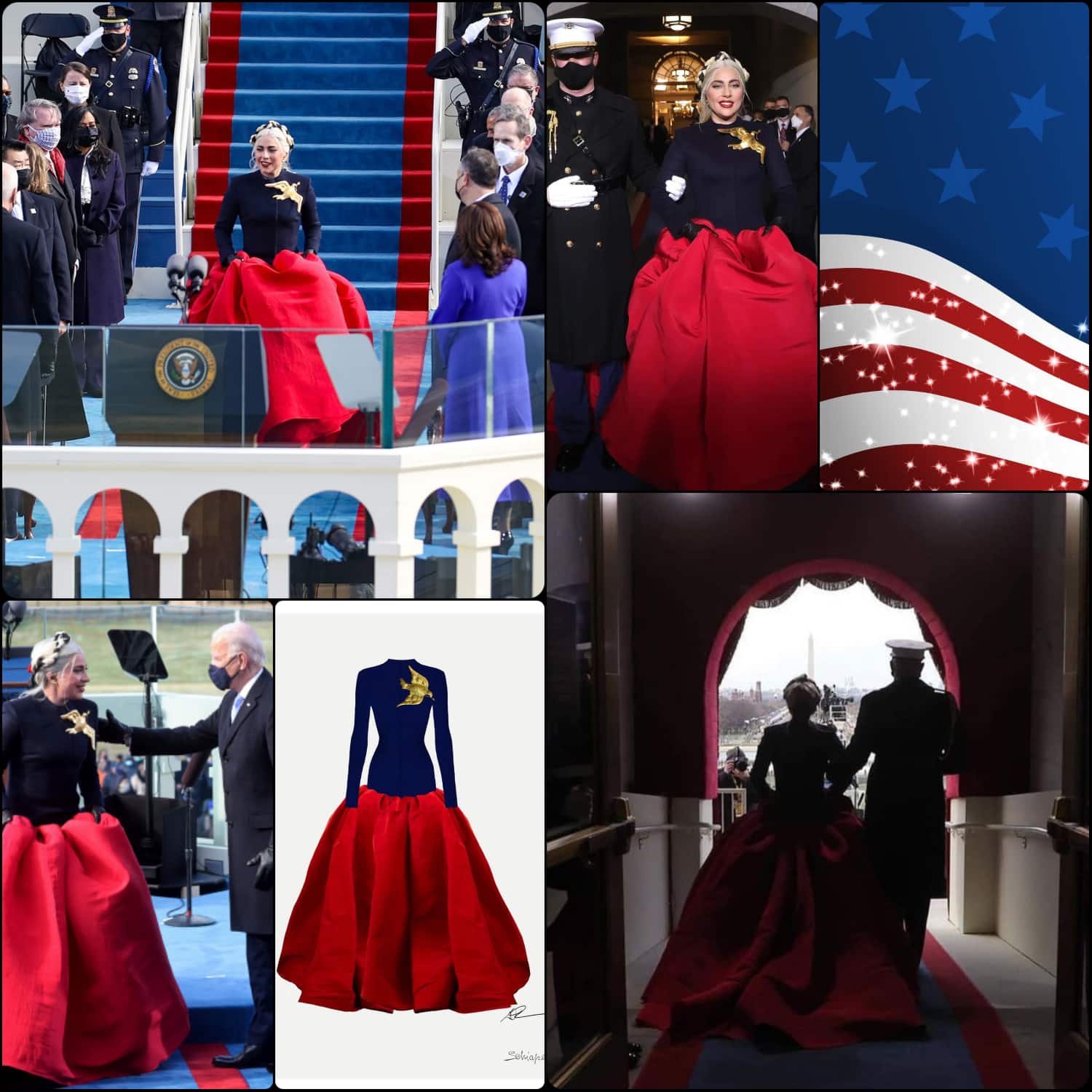 Inauguration of President Joe Biden - Lady Gaga in Schiaparelli dress by Daniel Roseberry -RUNWAY MAGAZINE