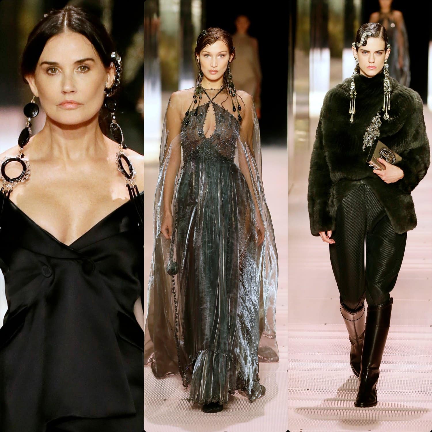 Demi Moore, Bella Hadid for Fendi Haute Couture Spring Summer 2021. RUNWAY MAGAZINE ® Collections. RUNWAY NOW / RUNWAY NEW