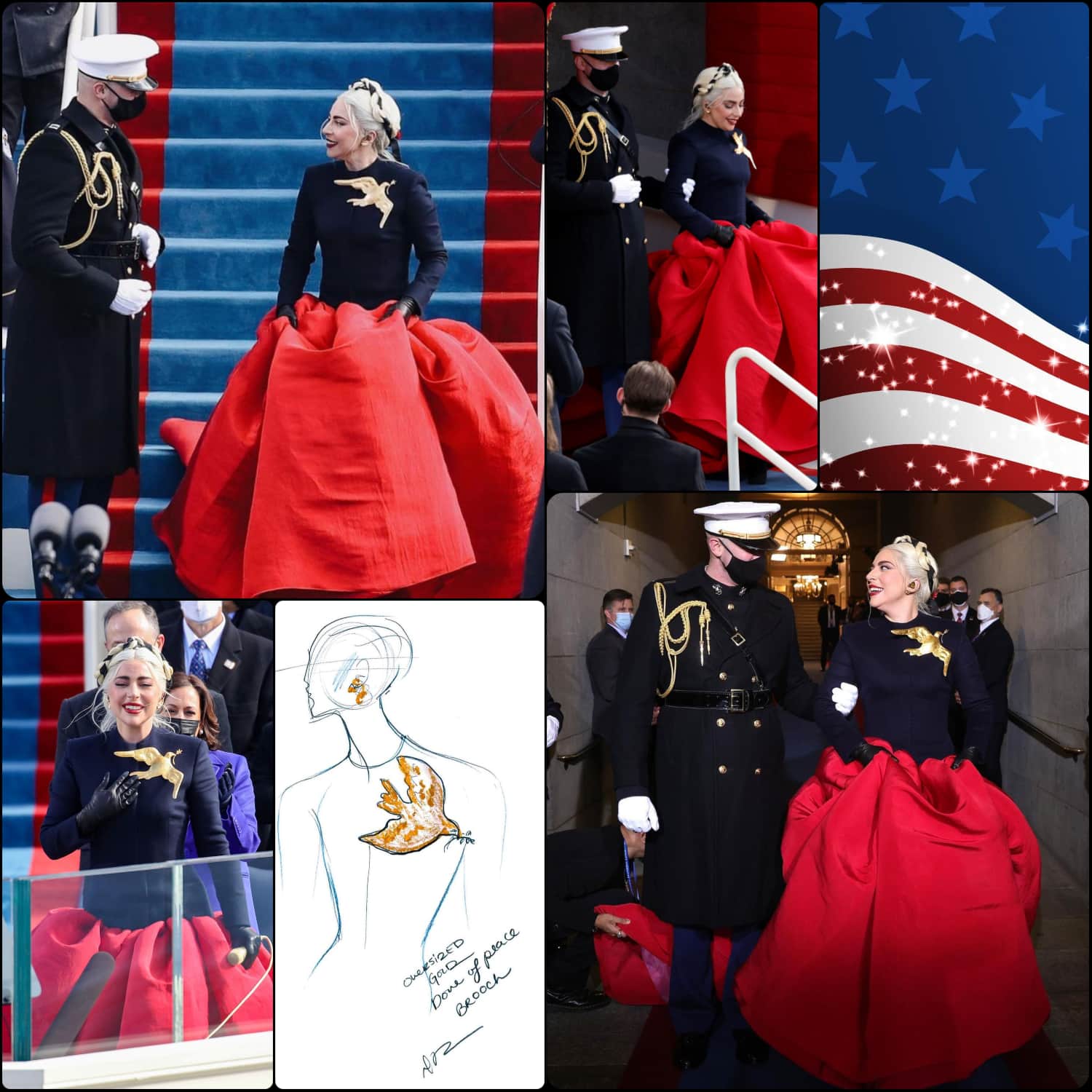 Inauguration of President Joe Biden - Lady Gaga in Schiaparelli dress by Daniel Roseberry -RUNWAY MAGAZINE