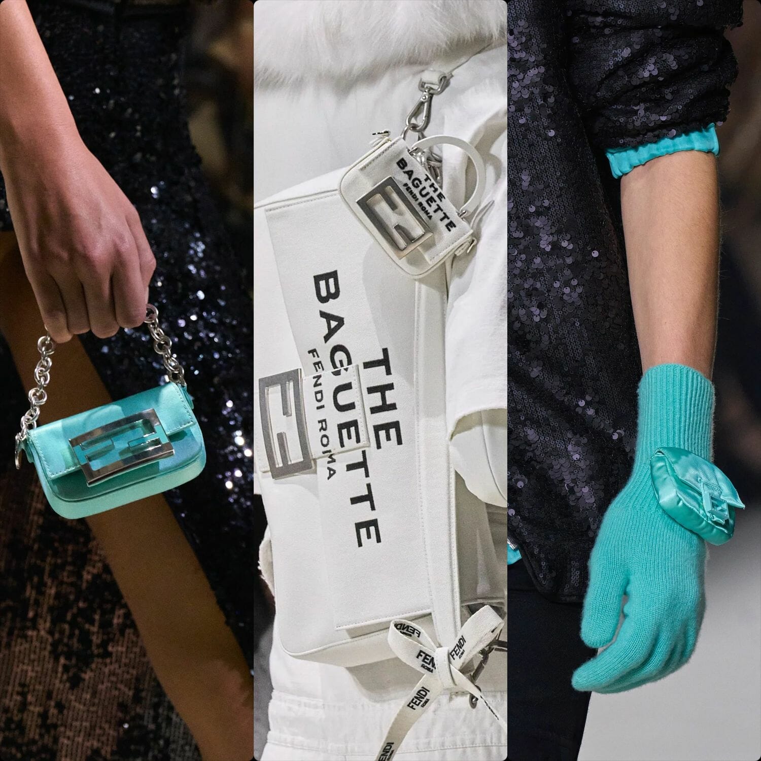25th anniversary Fendi Baguette Bag (Details) New York show. RUNWAY MAGAZINE ® Collections. RUNWAY NOW / RUNWAY NEW