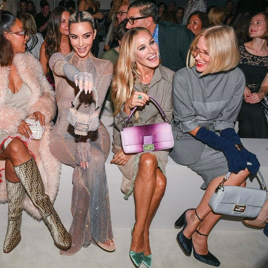 Sarah Jessica Parker, Kim Kardashian at 25th anniversary Fendi Baguette Bag New York show. RUNWAY MAGAZINE ® Collections. RUNWAY NOW / RUNWAY NEW